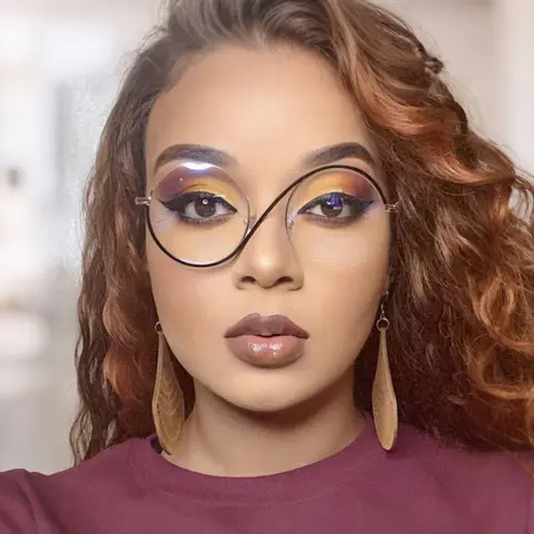 Round Black Gold Eyeglasses