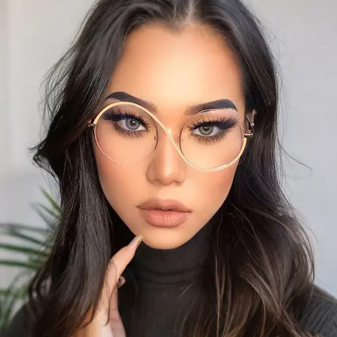 Round Black Gold Eyeglasses