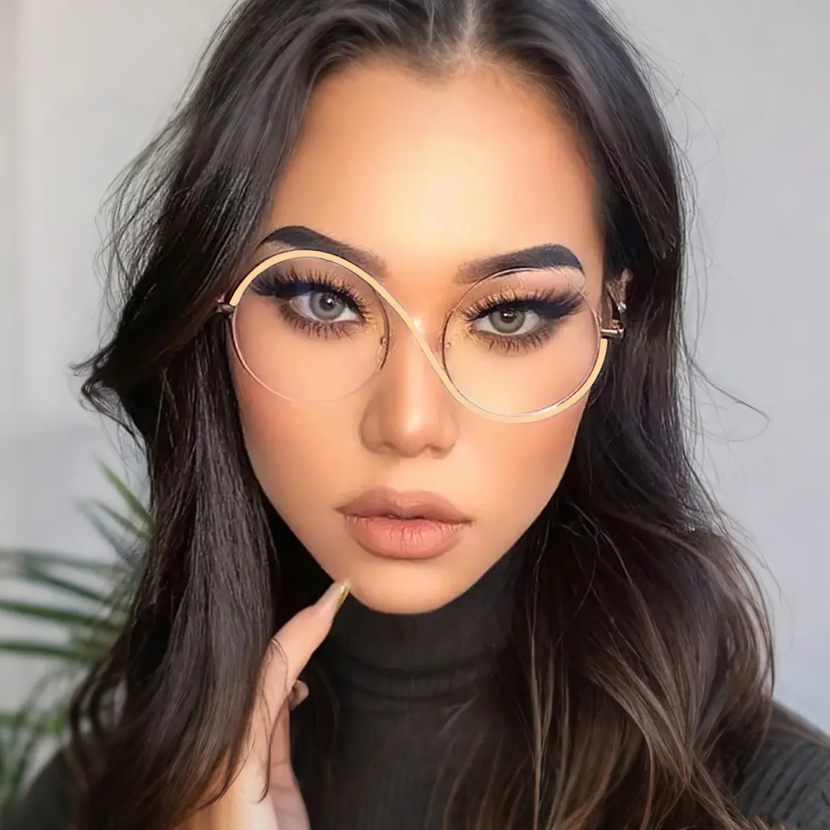 Round Black Gold Eyeglasses