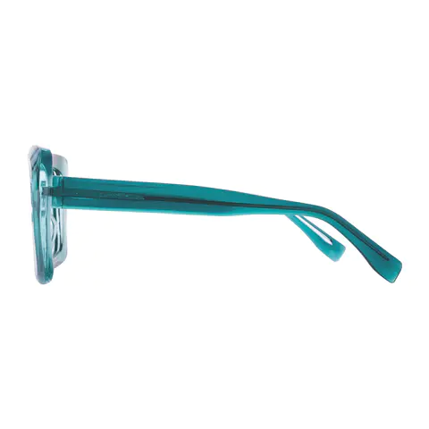 Square Transparent Green Eyeglasses