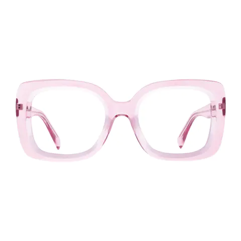Square Transparent Pink Eyeglasses