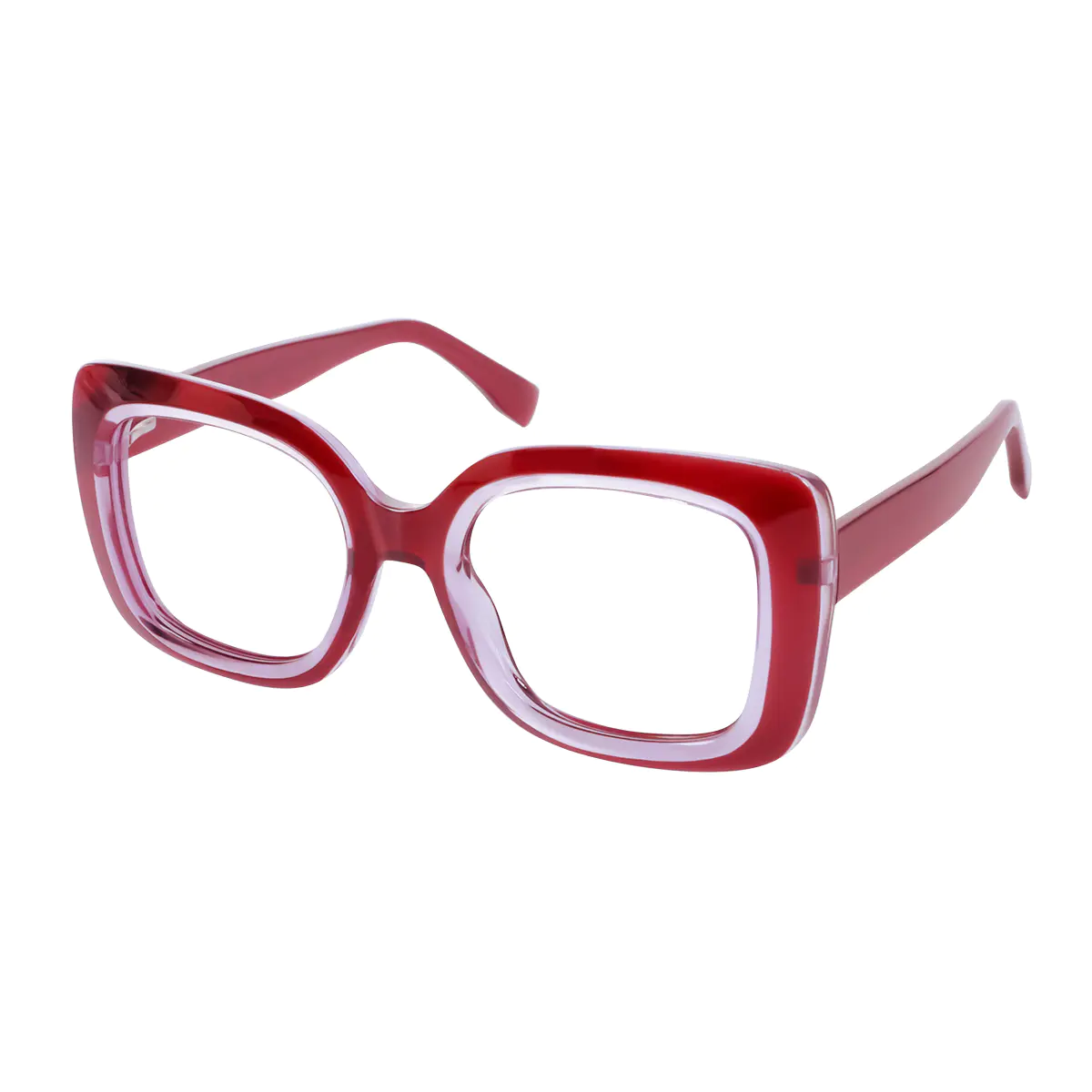 Square Transparent Red Eyeglasses