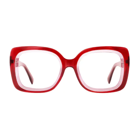 Square Transparent Red Eyeglasses