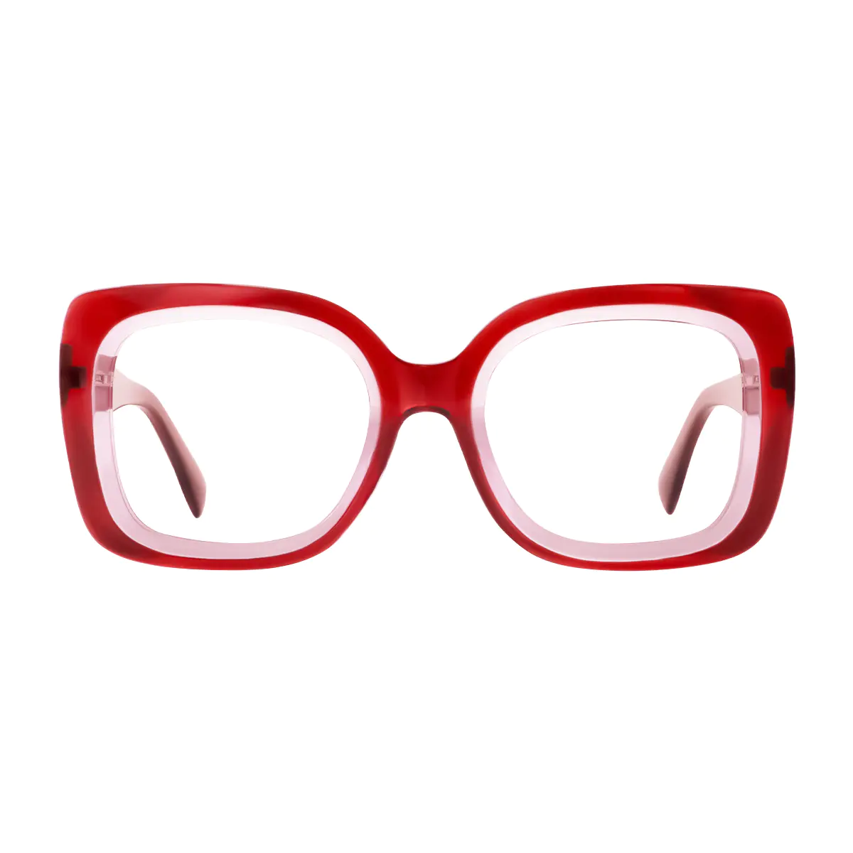 Square Transparent Red Eyeglasses