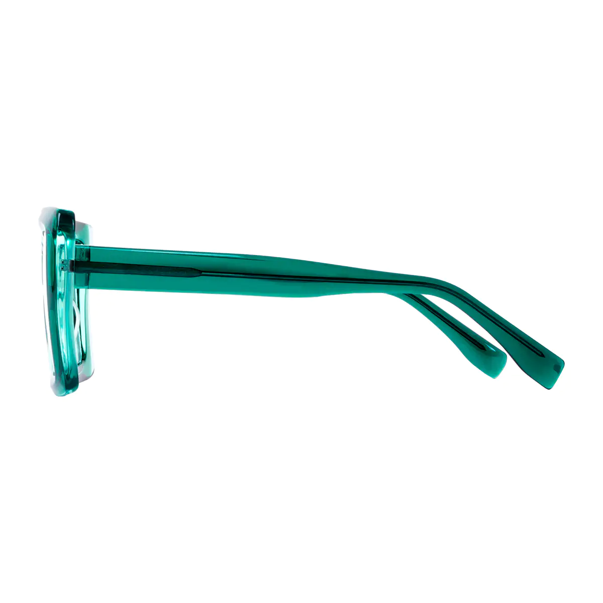 Square Transparent Green Eyeglasses