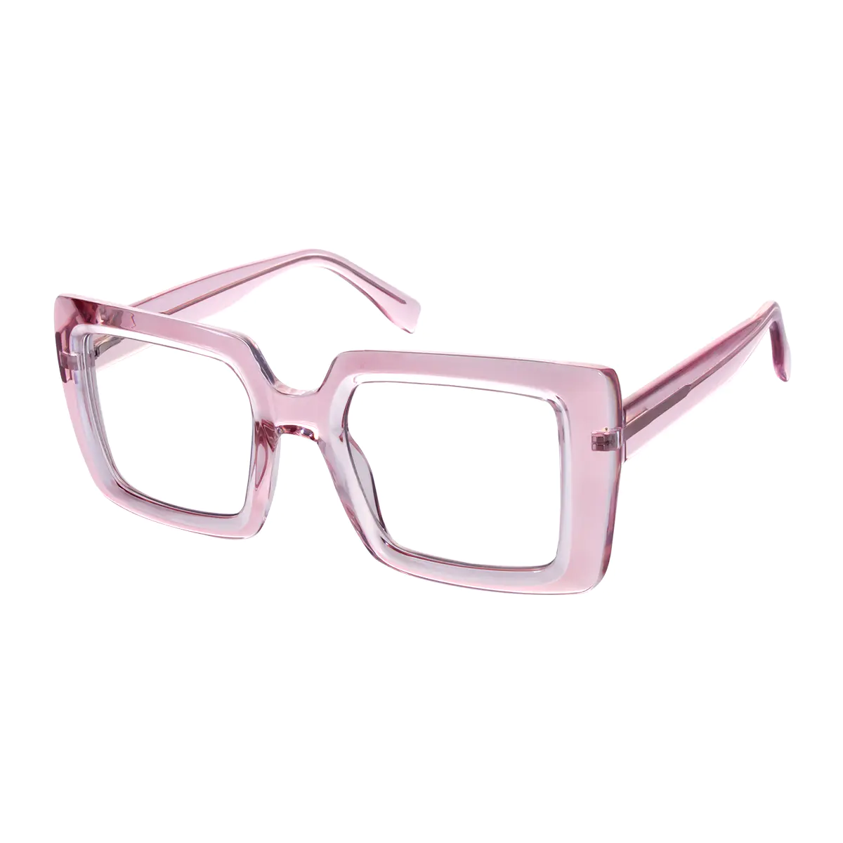 Square Transparent Pink Eyeglasses
