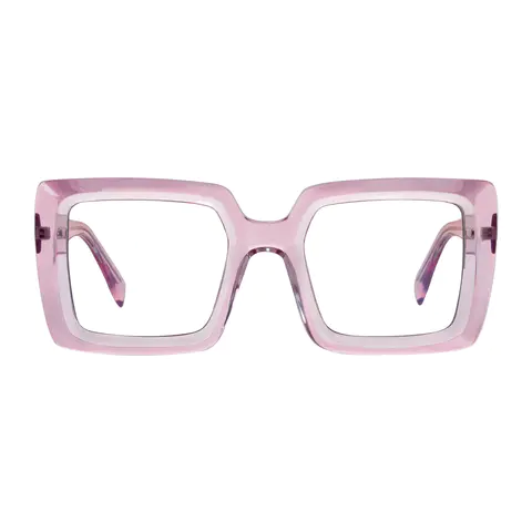 Square Transparent Pink Eyeglasses