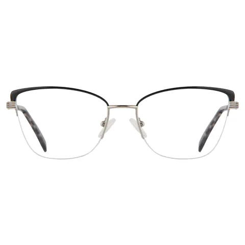 Browline Black Silver Reading Glasses