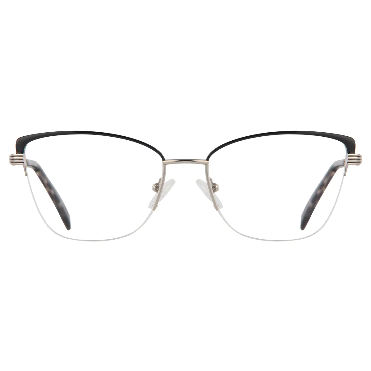 Browline Black Silver Reading Glasses