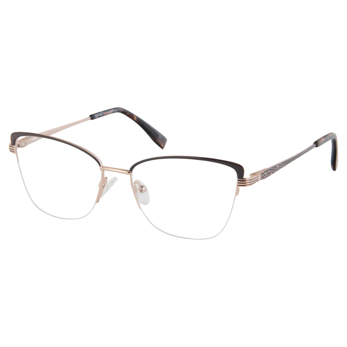 Browline Black Gold Eyeglasses