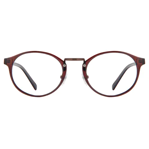 Round Transparent Brown Eyeglasses