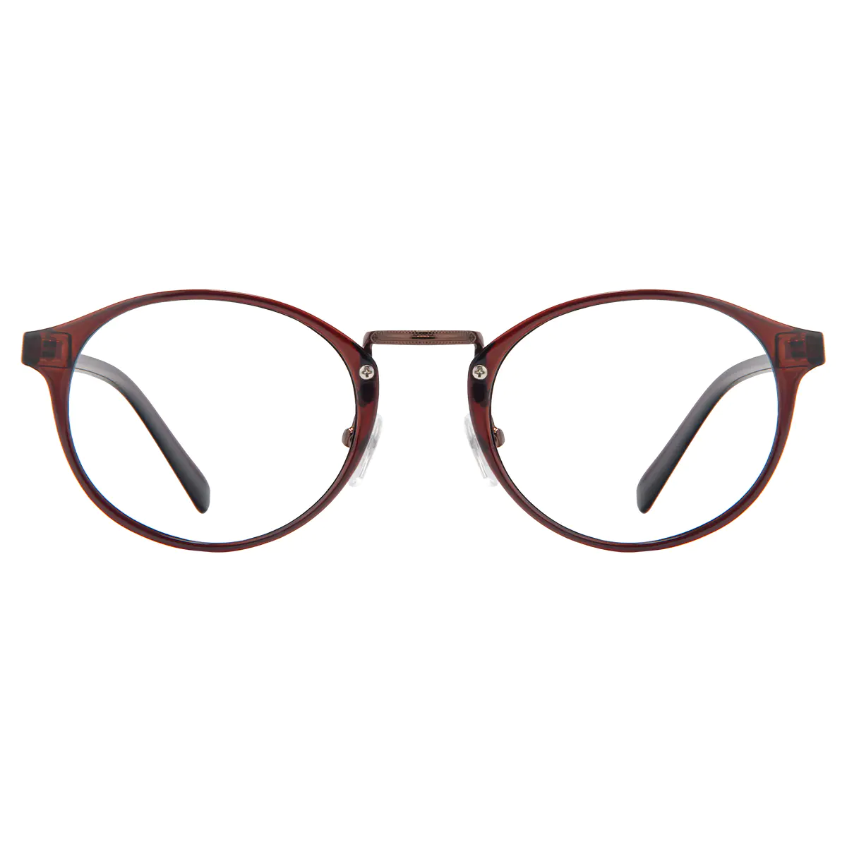 Round Transparent Brown Eyeglasses
