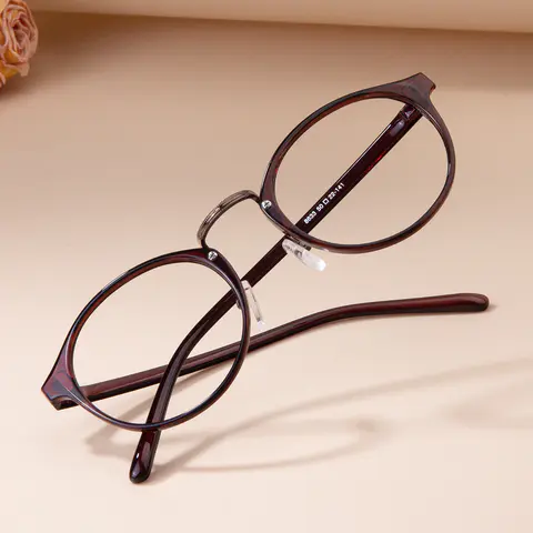 Round Transparent Brown Eyeglasses