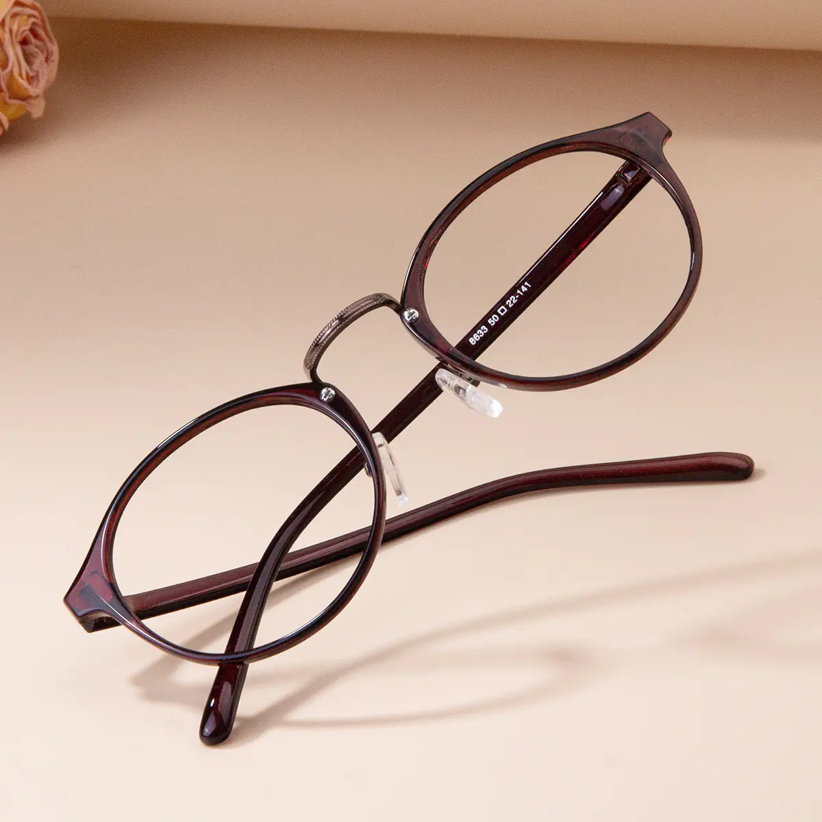 Round Transparent Brown Eyeglasses