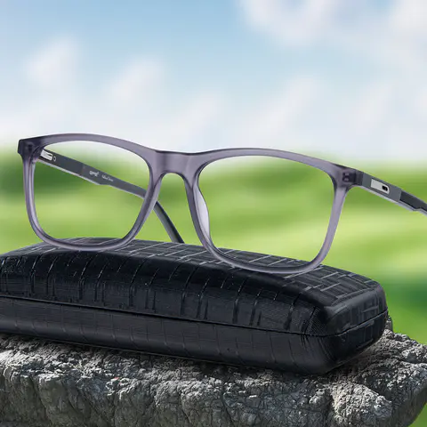 Rectangle Transparent Gray Eyeglasses