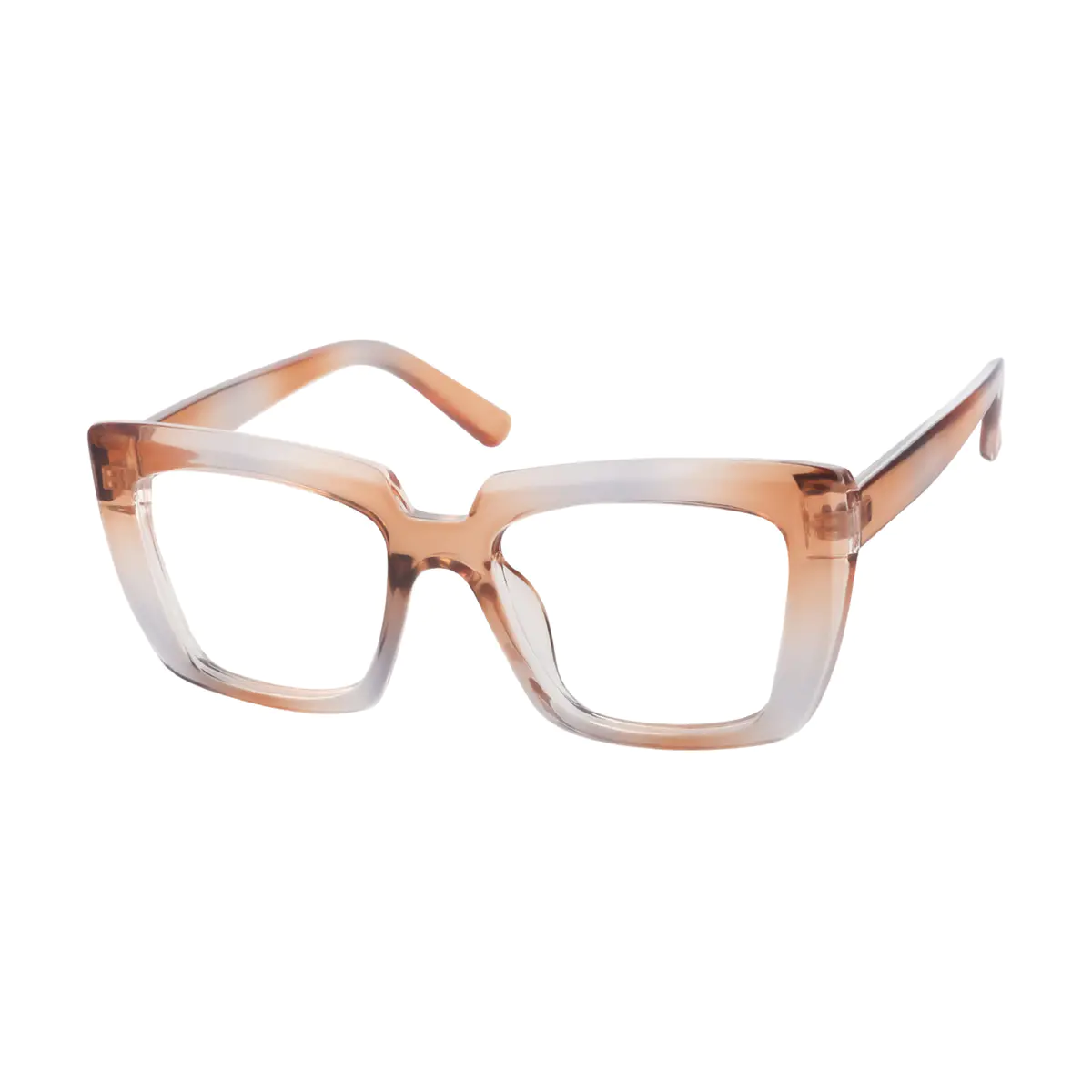 Square Transparent Brown/Transparent Gray Eyeglasses