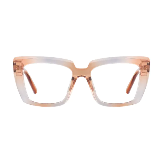 Square Transparent Brown/Transparent Gray Eyeglasses