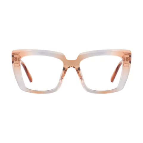 Square Transparent Brown/Transparent Gray Eyeglasses