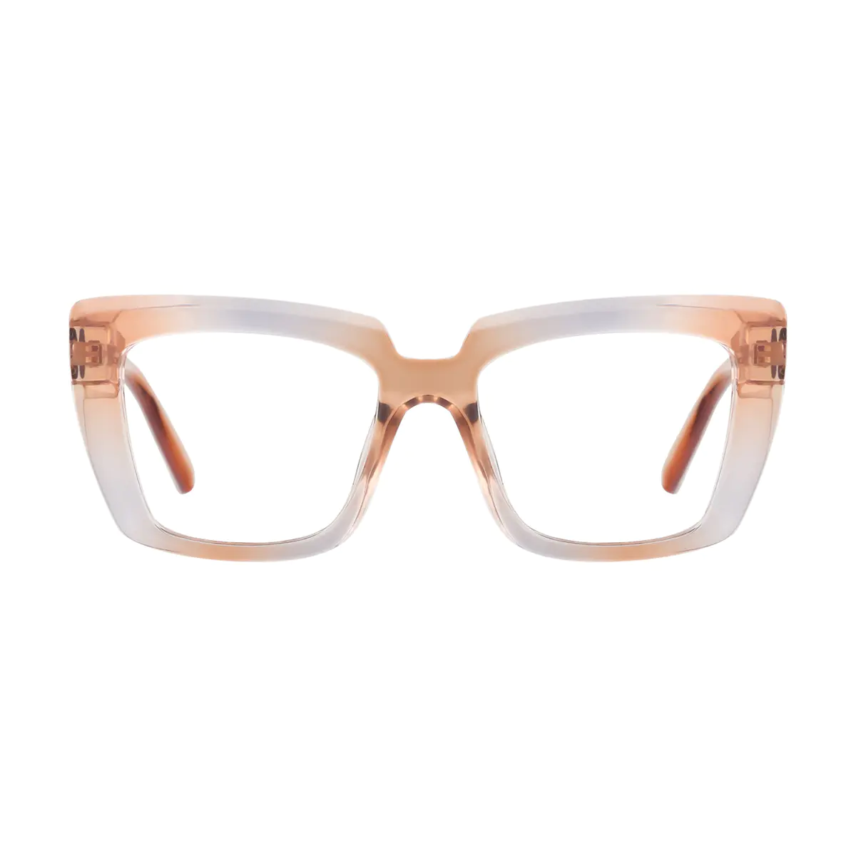 Square Transparent Brown/Transparent Gray Eyeglasses