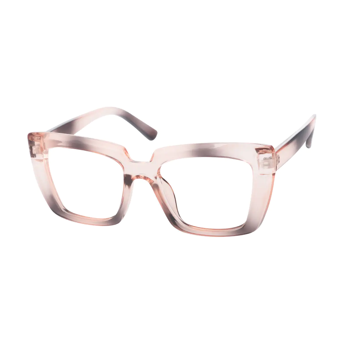 Square Transparent Gray/Transparent Pink Eyeglasses