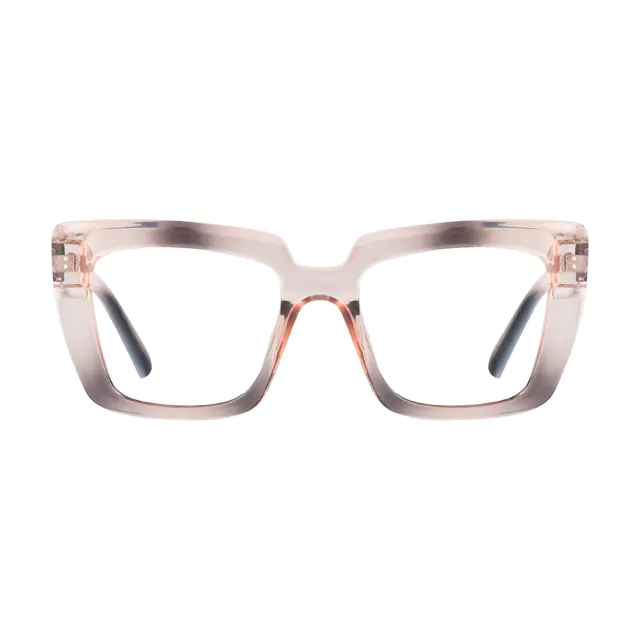 Square Transparent Gray/Transparent Pink Eyeglasses