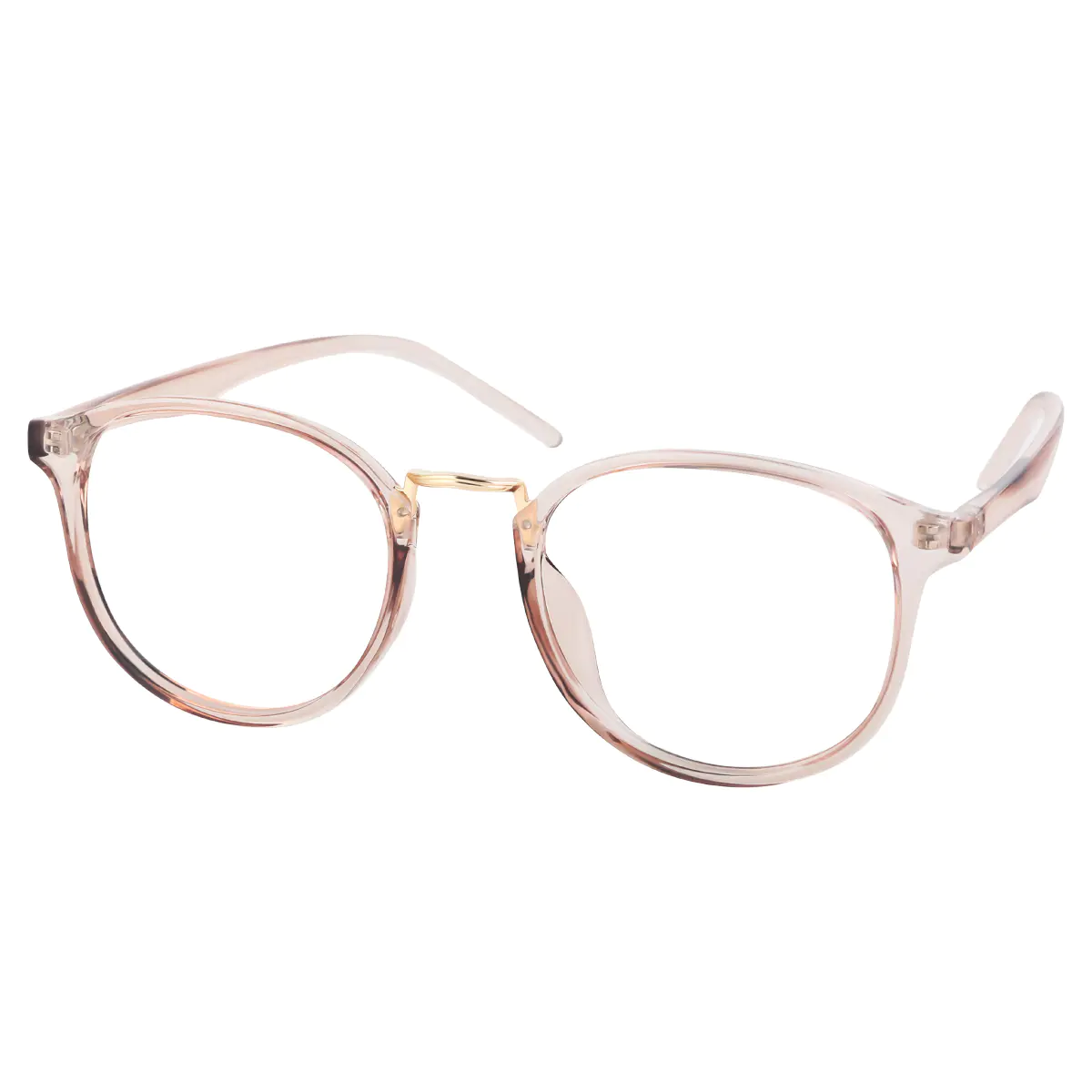 Round Transparent Pink Eyeglasses