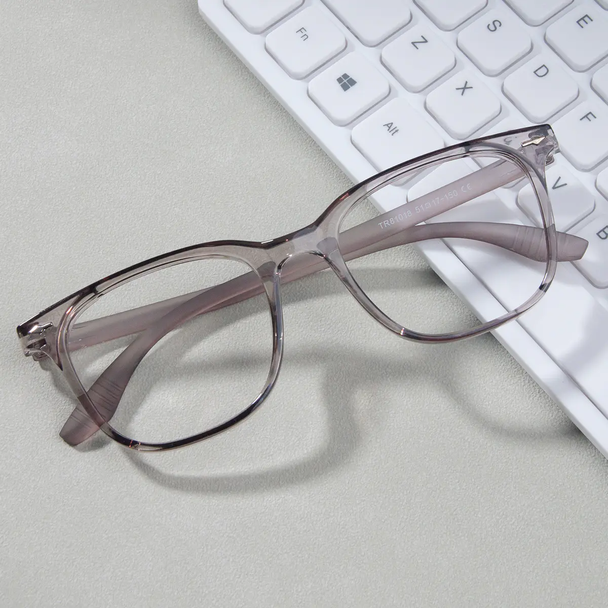 Square Transparent Gray Eyeglasses