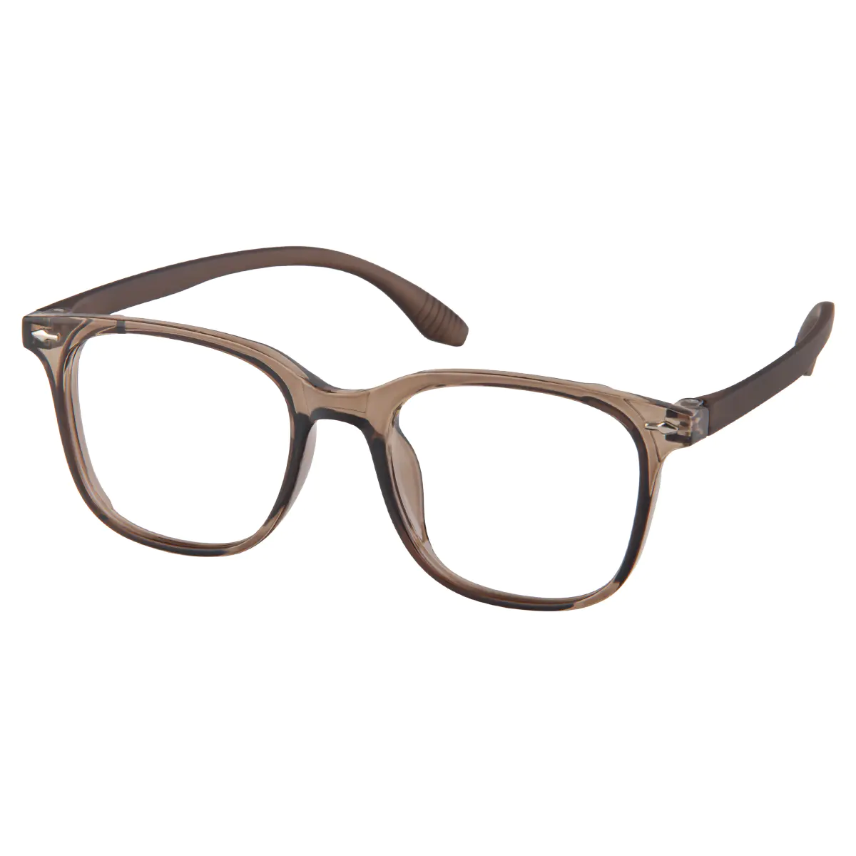Square Transparent Brown Eyeglasses