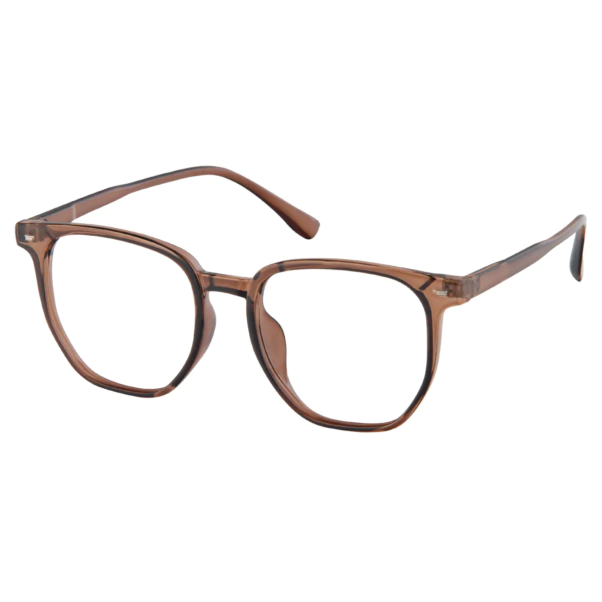 Square Transparent Brown Eyeglasses