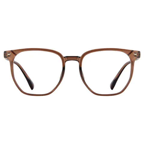 Square Transparent Brown Eyeglasses