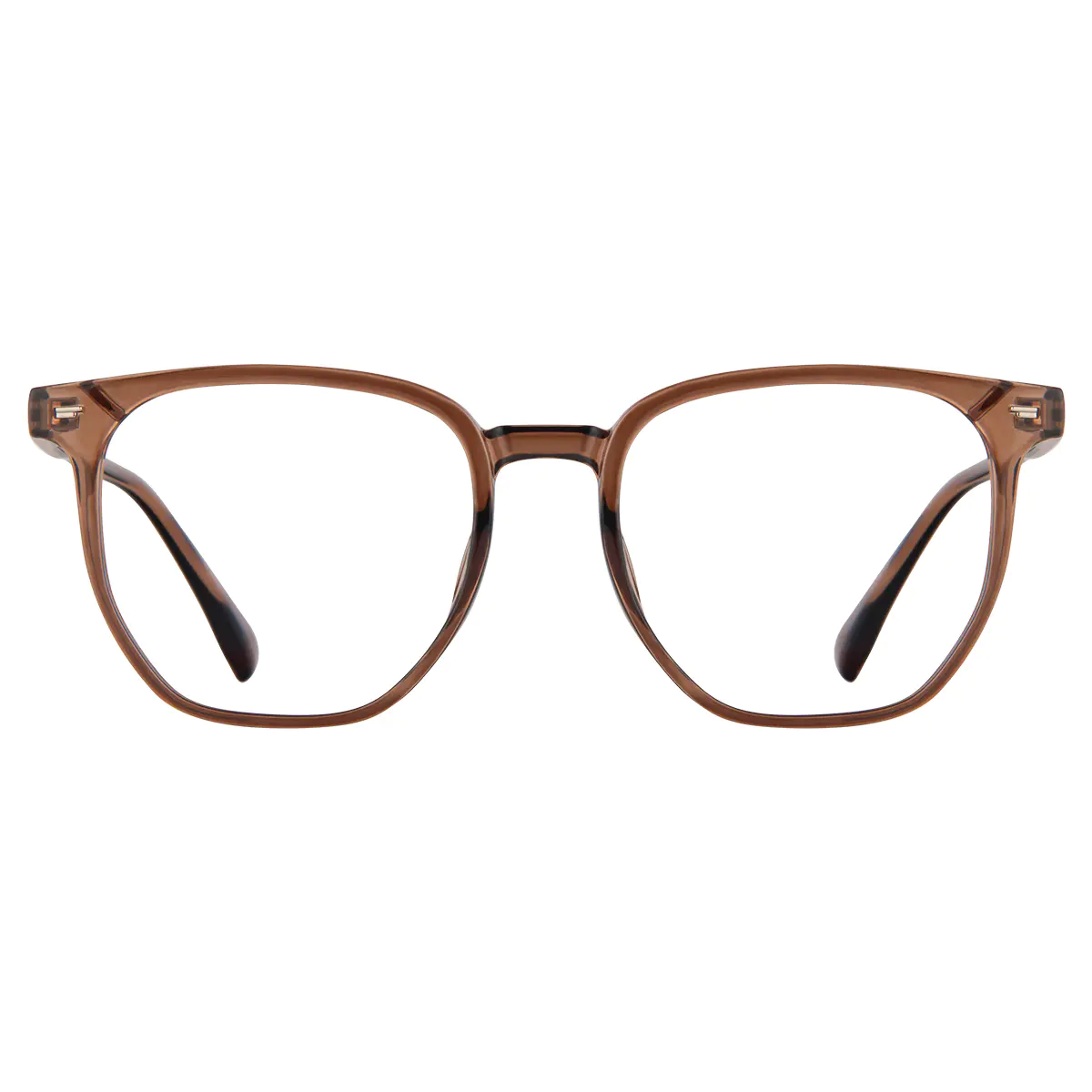 Square Transparent Brown Eyeglasses