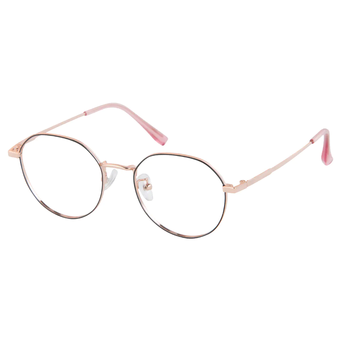Round Black Gold Eyeglasses