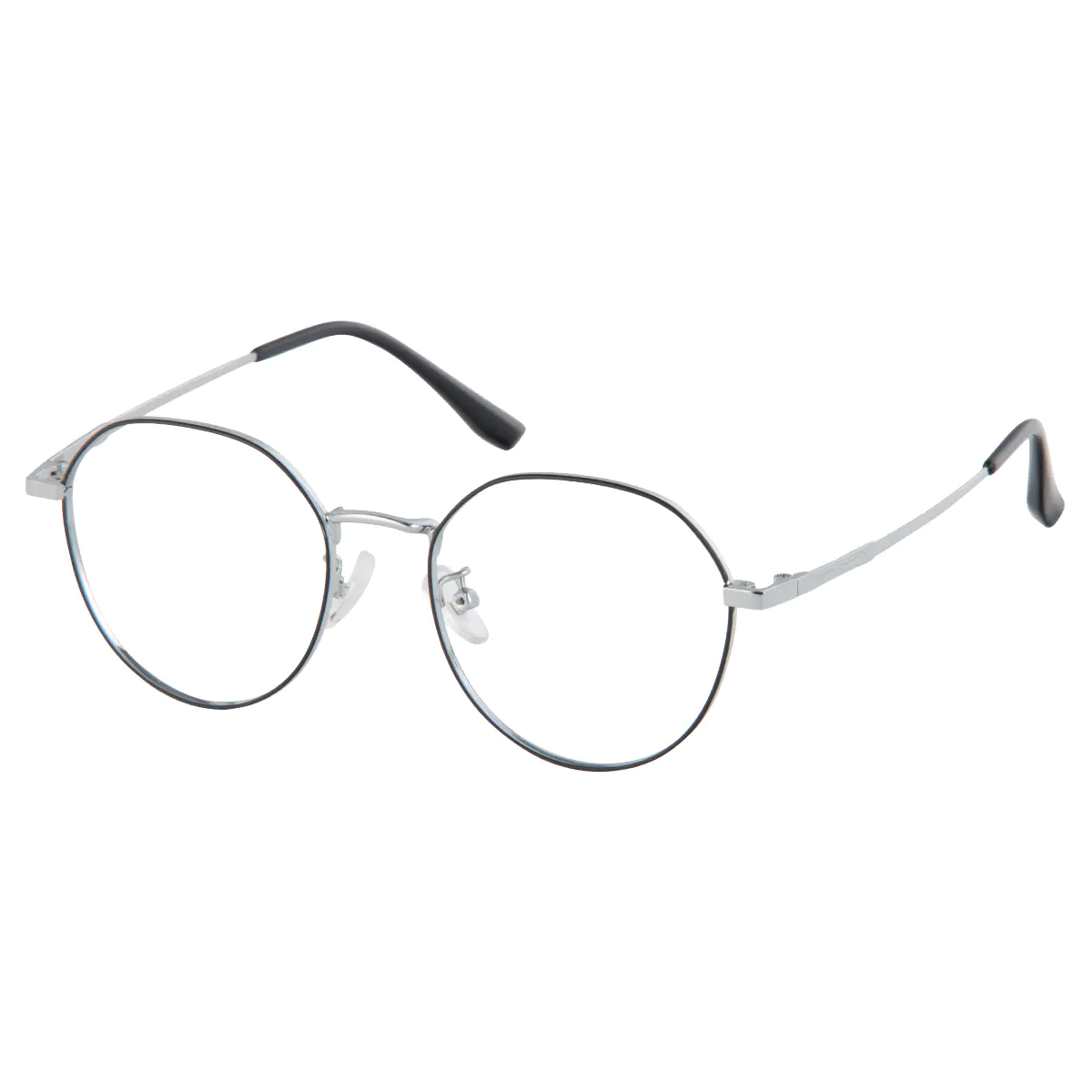 Round Black Silver Eyeglasses