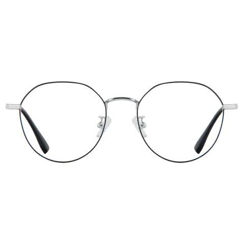 Round Black Silver Eyeglasses