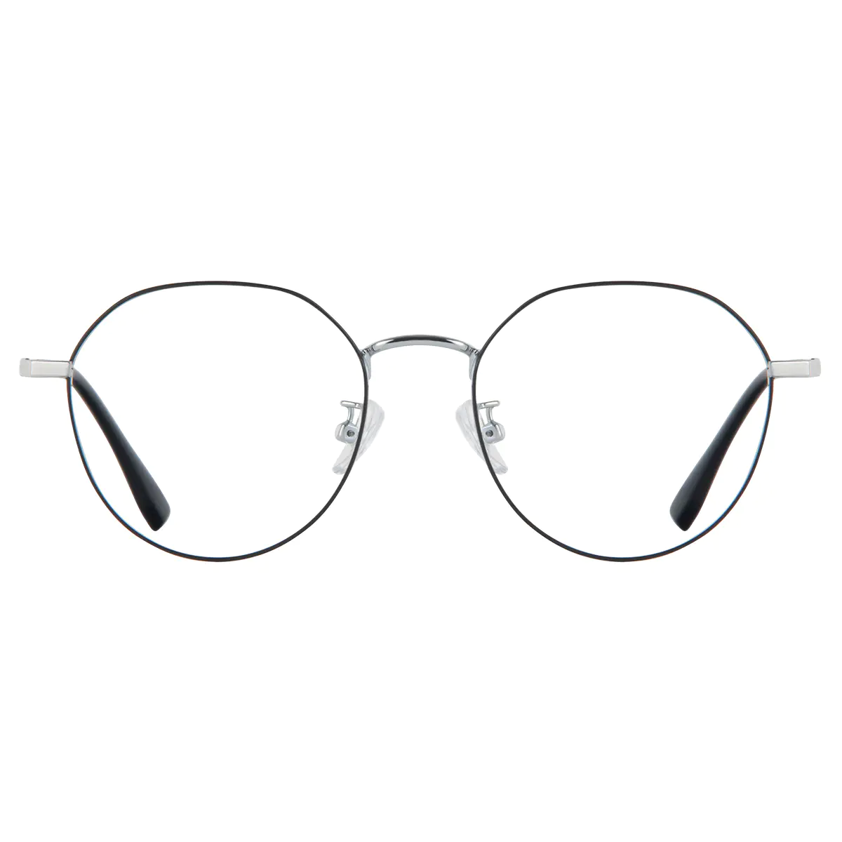 Round Black Silver Eyeglasses