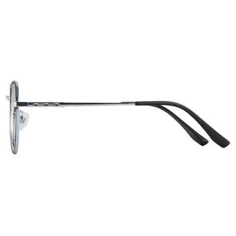 Round Black Silver Eyeglasses