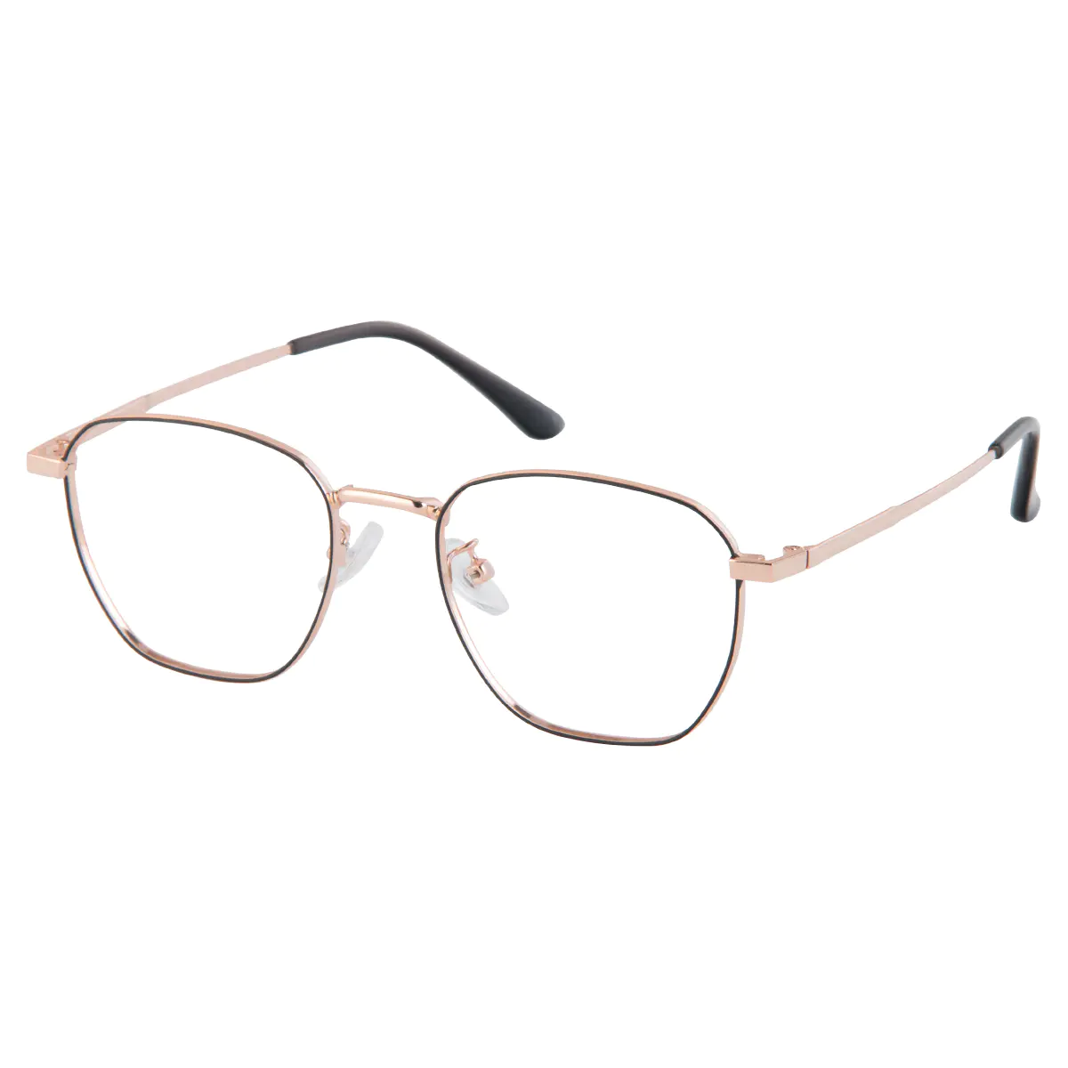 Rectangle Black Gold Eyeglasses