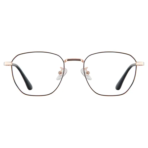 Rectangle Black Gold Eyeglasses