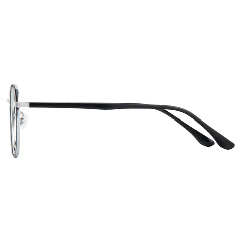 Round Black Silver Eyeglasses