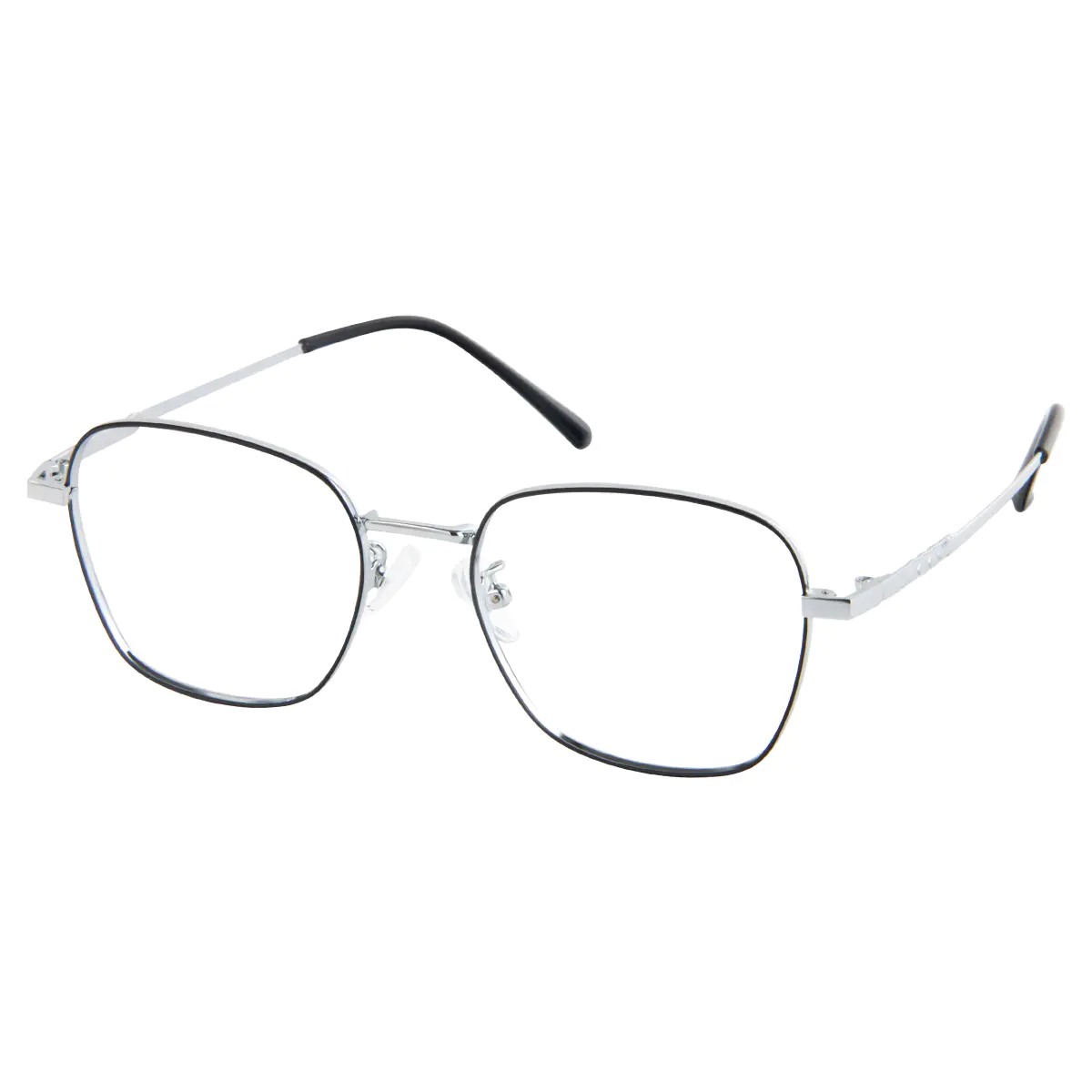 Square Black Silver Eyeglasses