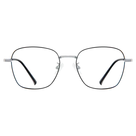 Square Black Silver Eyeglasses