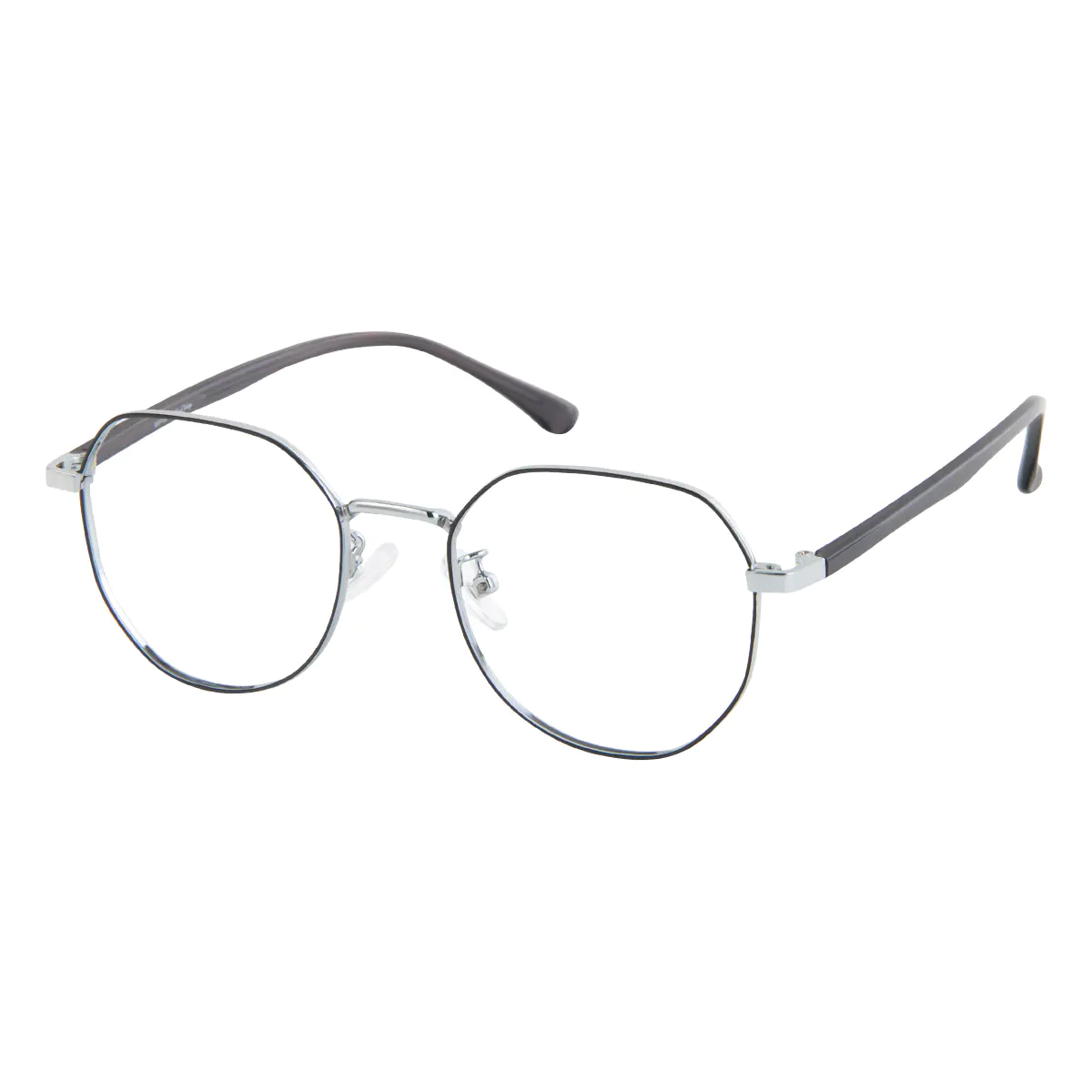 Square Black Silver Eyeglasses
