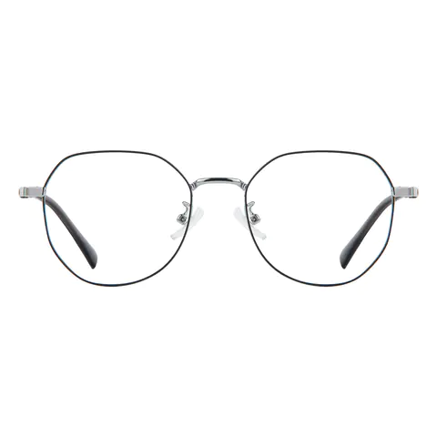 Square Black Silver Eyeglasses