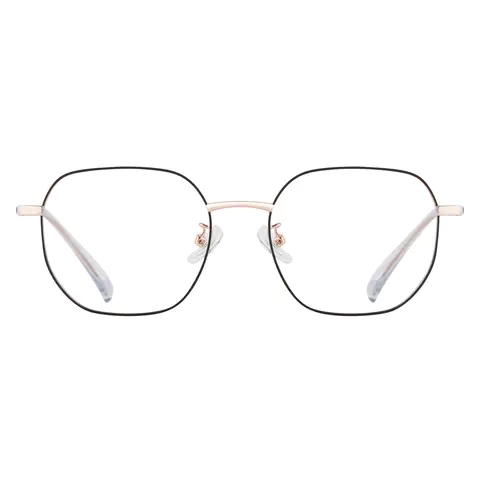 Square Black Gold Eyeglasses