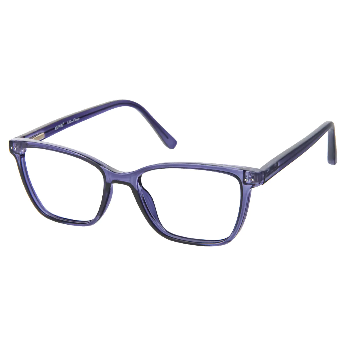 Rectangle Transparent Purple Reading Glasses