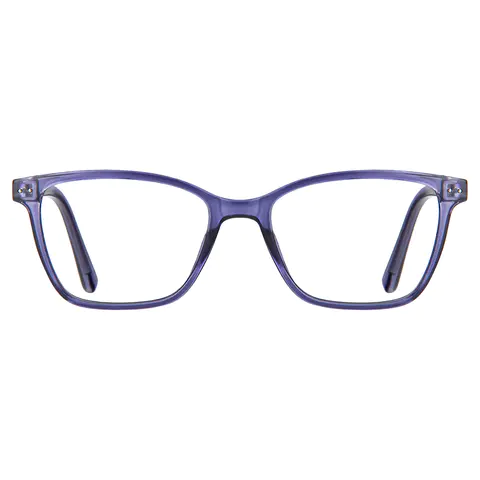Rectangle Transparent Purple Reading Glasses