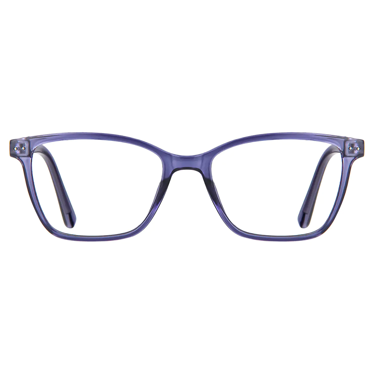 Rectangle Transparent Purple Reading Glasses