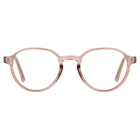 Oval Transparent Pink Eyeglasses