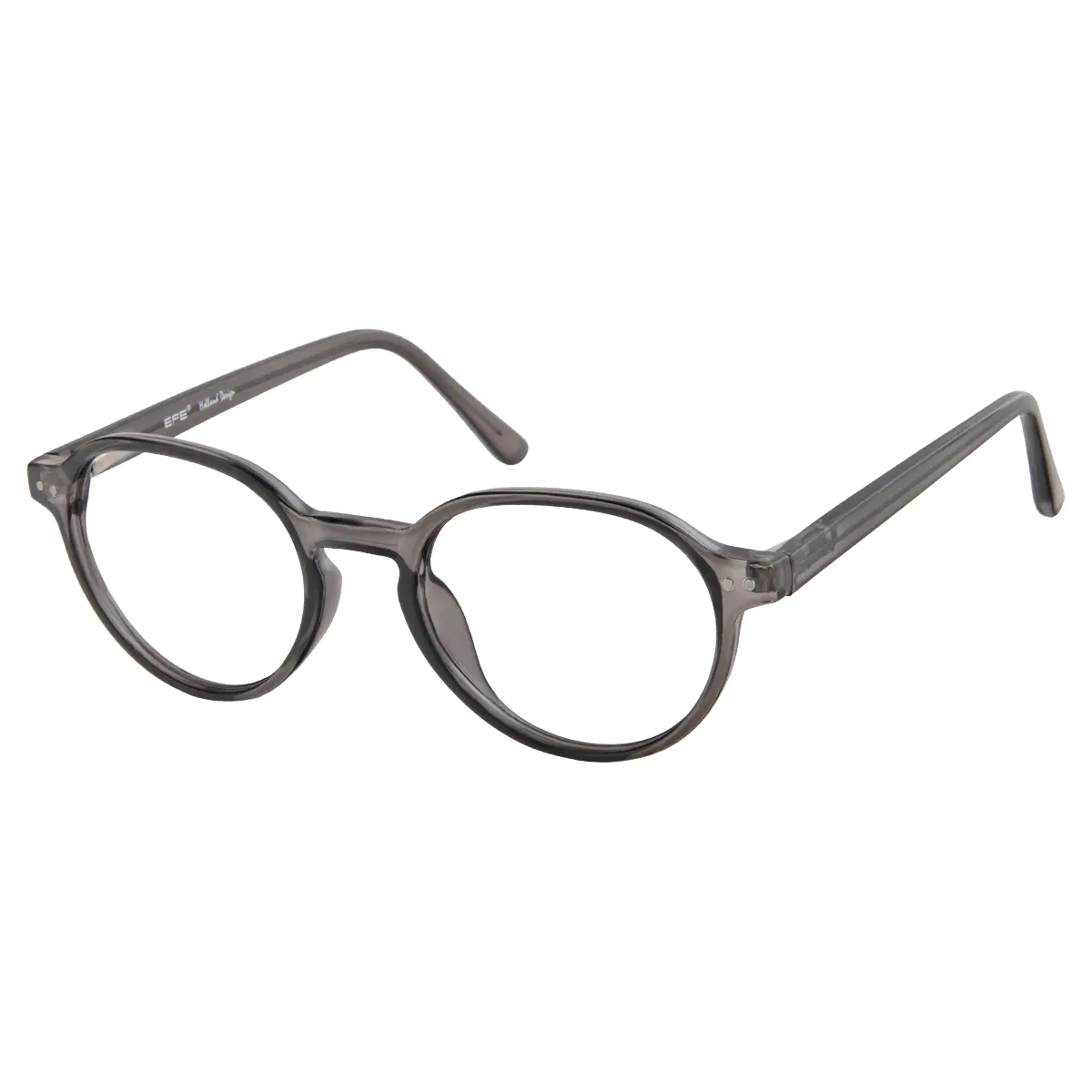 Oval Transparent Gray Reading Glasses