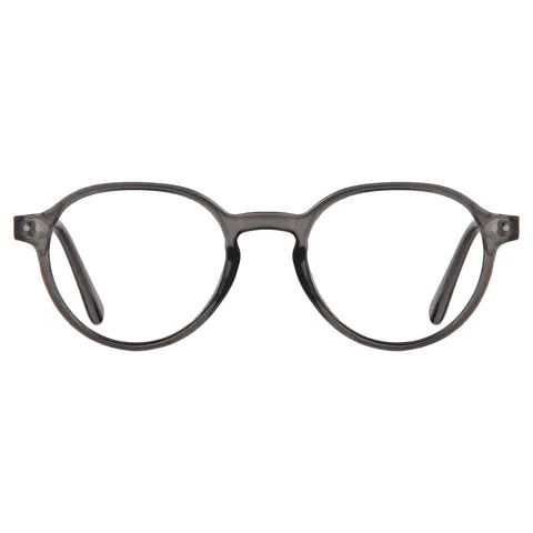 Oval Transparent Gray Reading Glasses